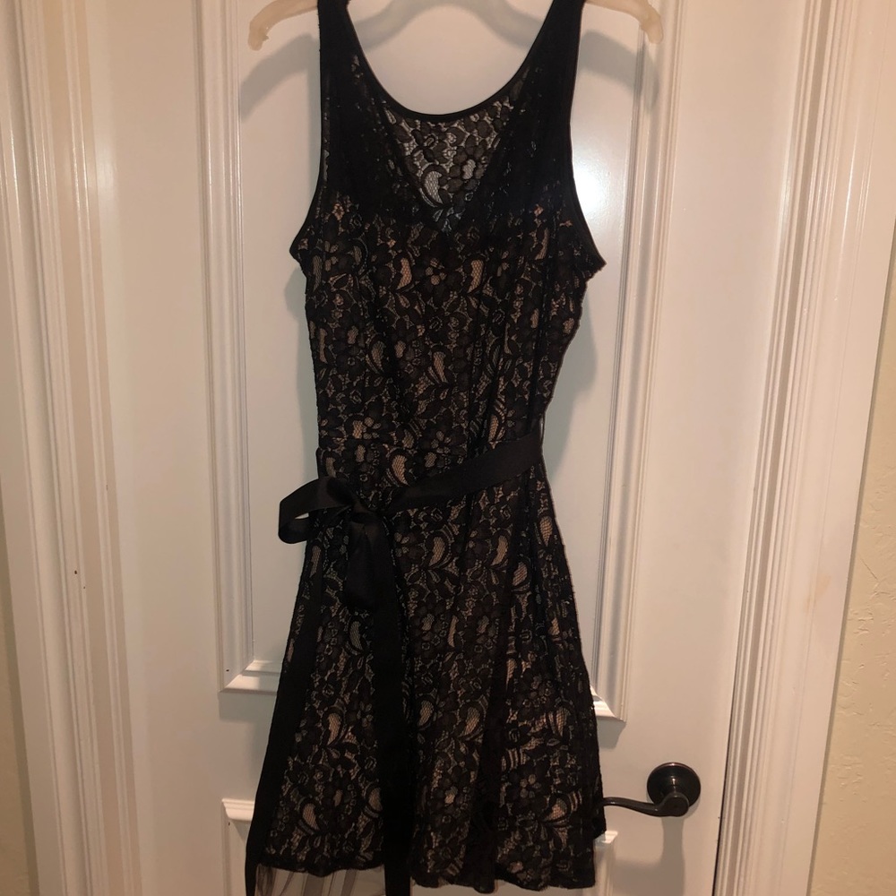 Black lace semi-formal dress